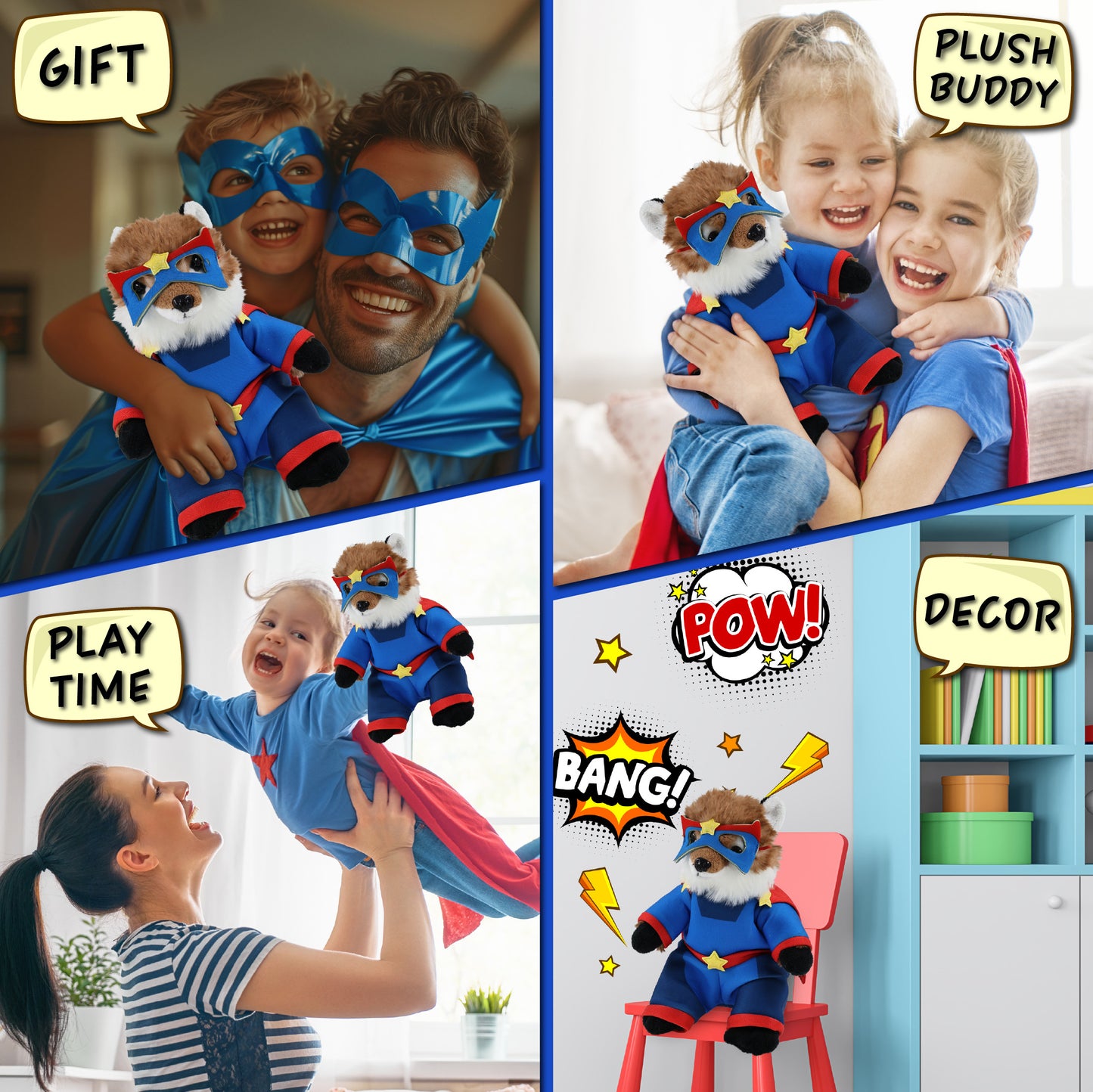 SUPER SOFT PLUSH - FOX With SUPER HERO Dress Up