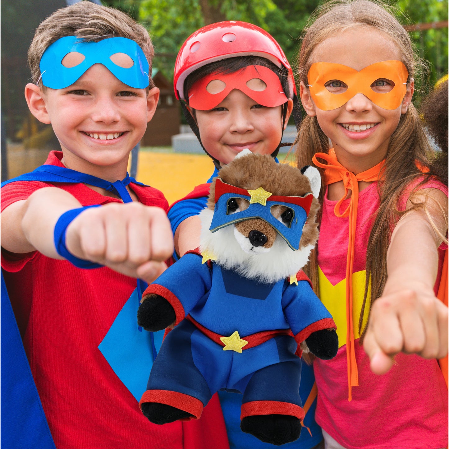 SUPER SOFT PLUSH - FOX With SUPER HERO Dress Up