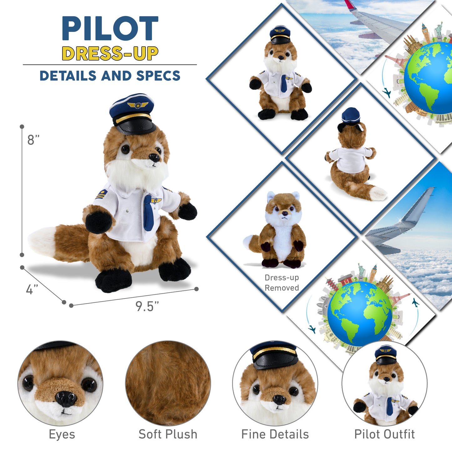 SUPER SOFT PLUSH - FOX PILOT DRESS UP