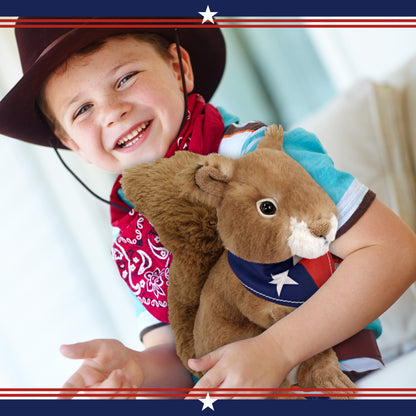 SUPER SOFT PLUSH - SQUIRREL WITH TEXAS FLAG BANDANA