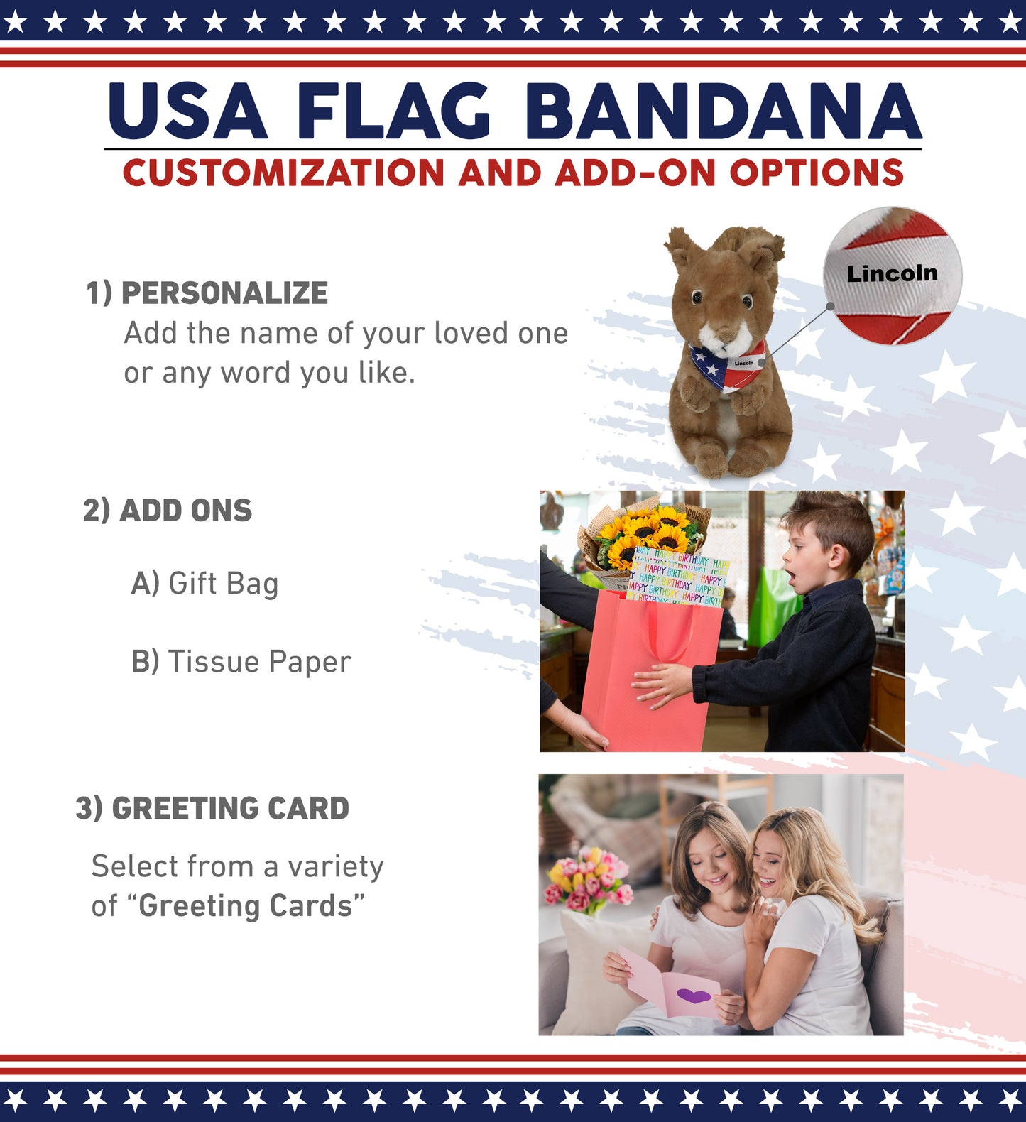 SUPER SOFT PLUSH - SQUIRREL WITH USA FLAG BANDANA