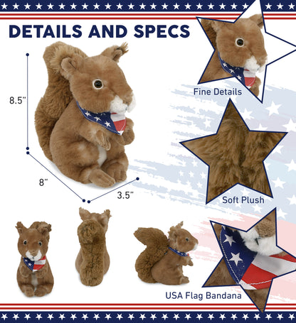 SUPER SOFT PLUSH - SQUIRREL WITH USA FLAG BANDANA