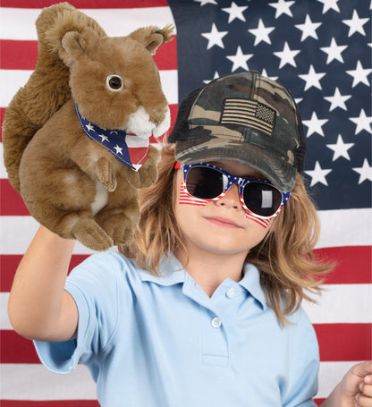 SUPER SOFT PLUSH - SQUIRREL WITH USA FLAG BANDANA