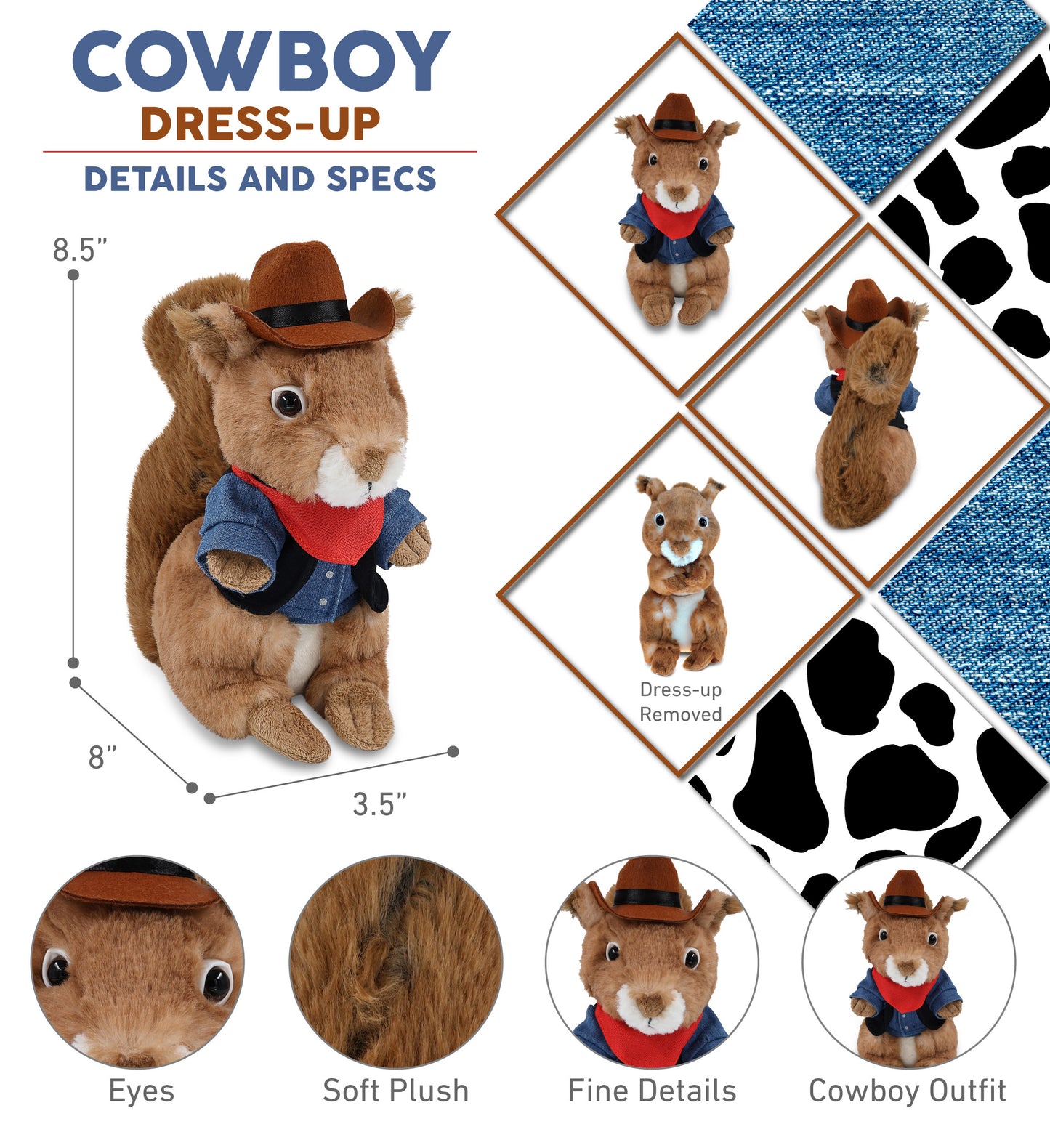 SUPER SOFT PLUSH - SQUIRREL COWBOY DRESS UP