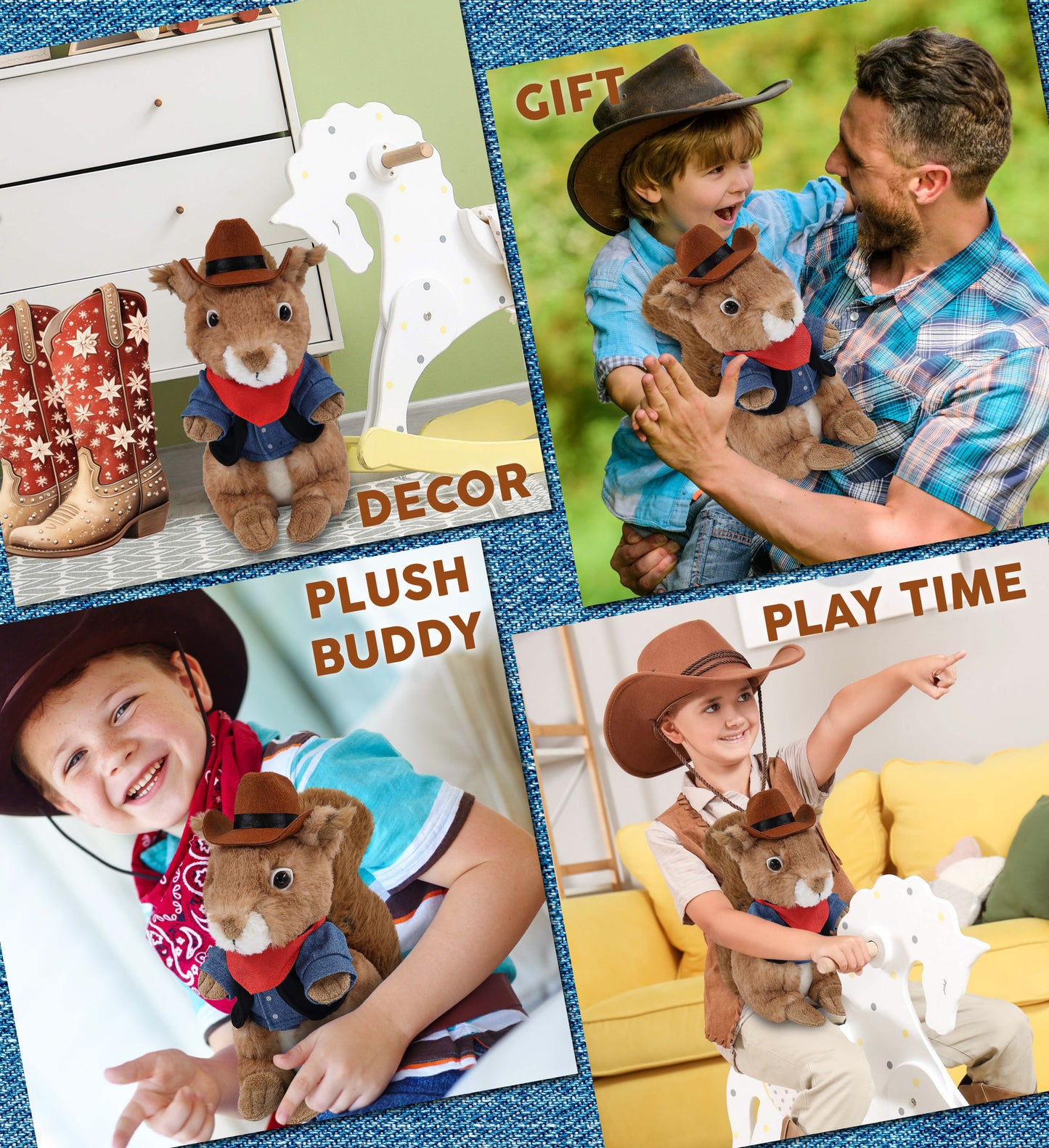 SUPER SOFT PLUSH - SQUIRREL COWBOY DRESS UP