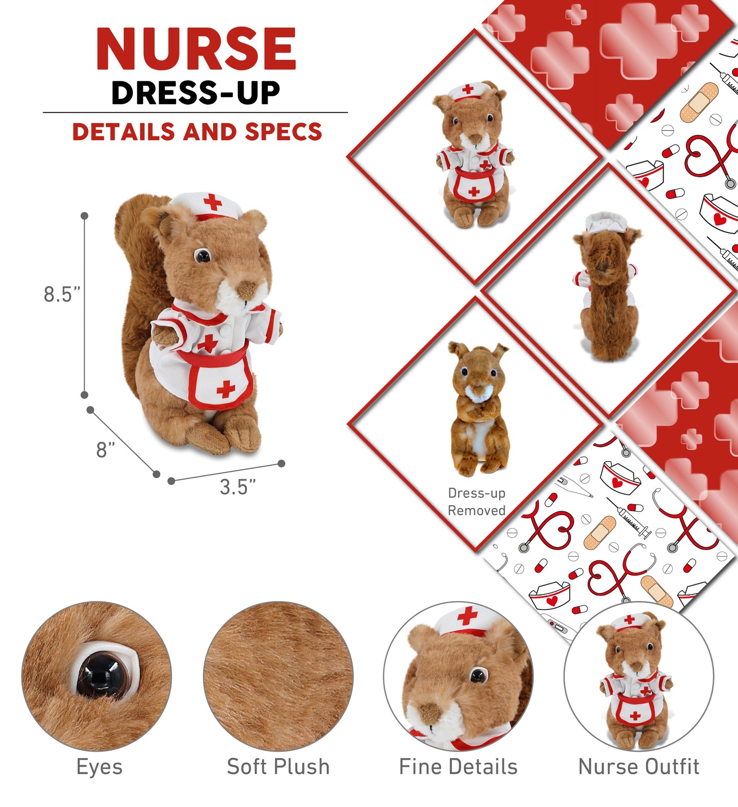 SUPER SOFT PLUSH - SQUIRREL NURSE DRESS UP