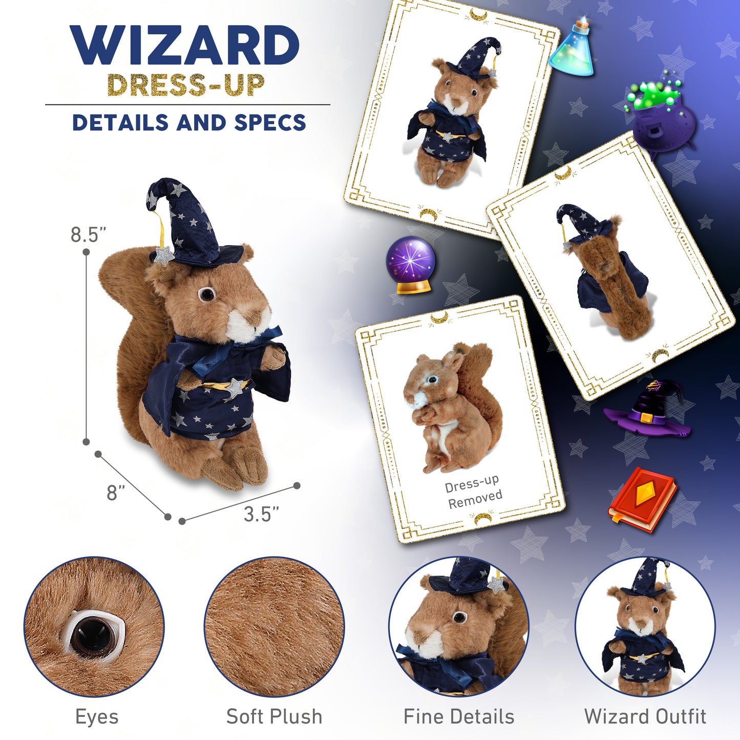 SUPER SOFT PLUSH - SQUIRREL WITH WIZARD DRESS UP