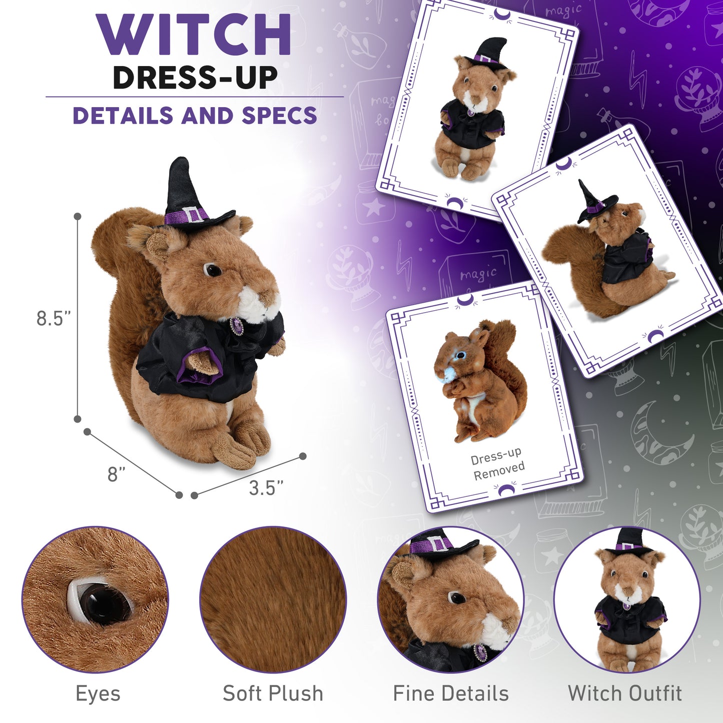 SUPER SOFT PLUSH - SQUIRREL WITH WITCH DRESS UP
