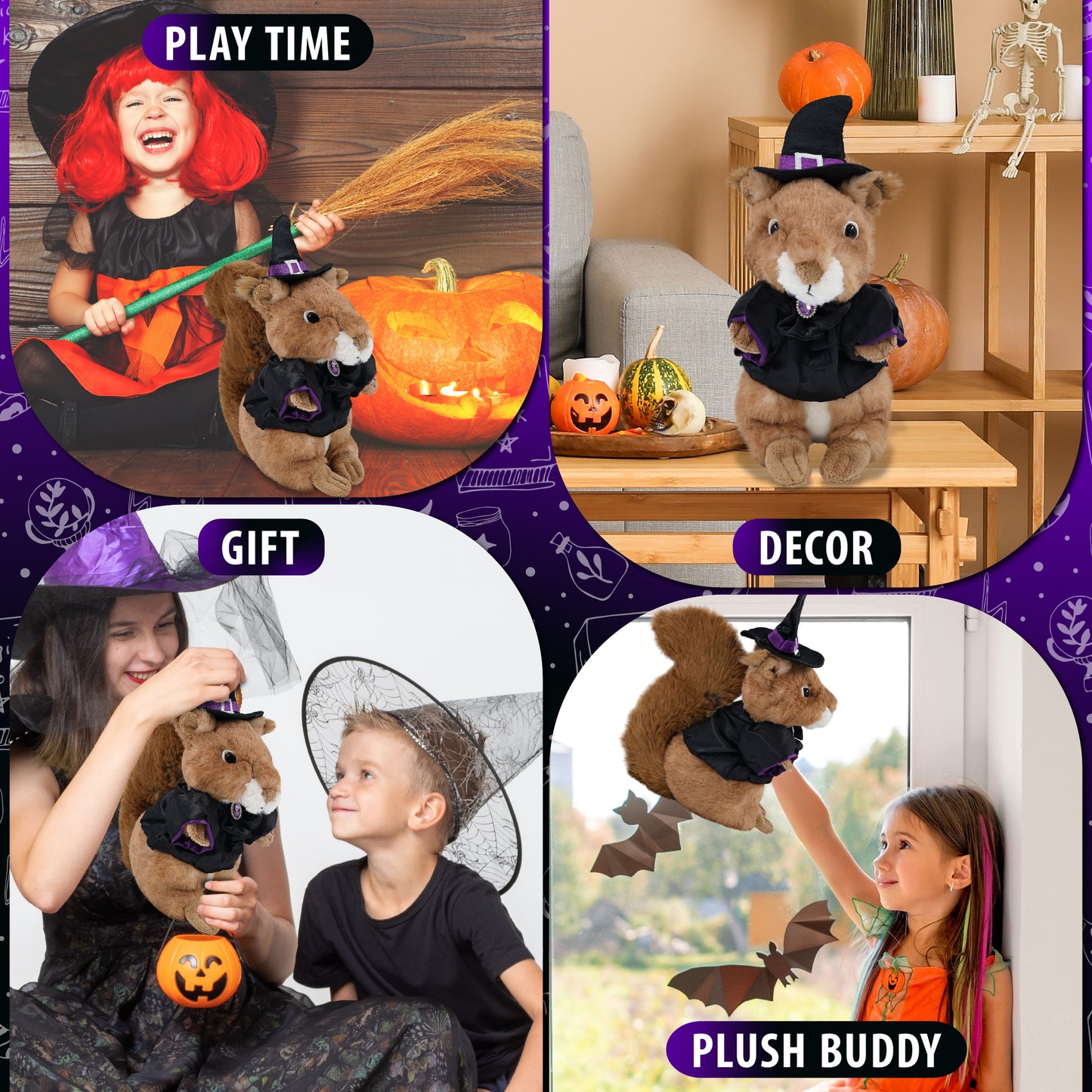 SUPER SOFT PLUSH - SQUIRREL WITH WITCH DRESS UP