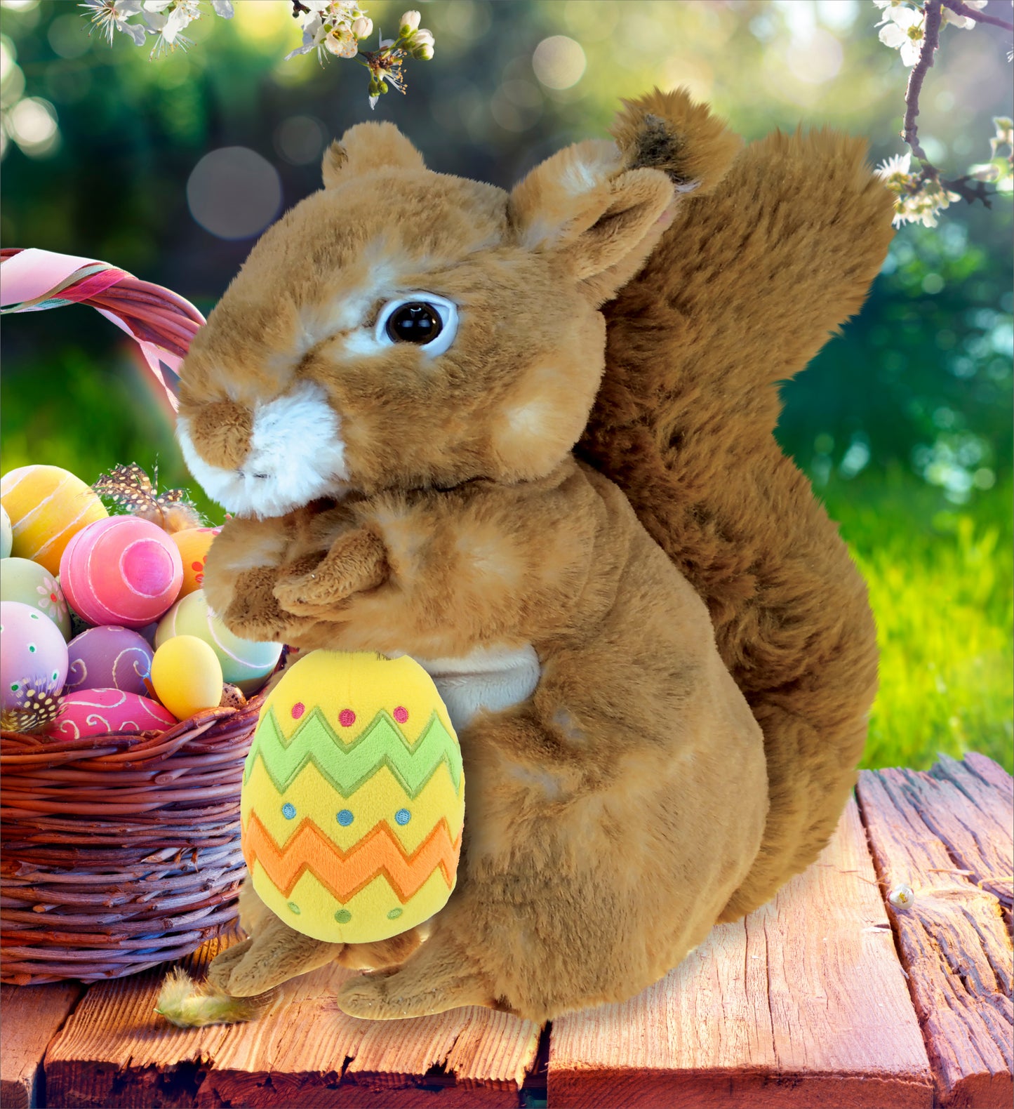DolliBu Super Soft Brown Squirrel with Yellow Easter Egg Plush - 8.5 Inches