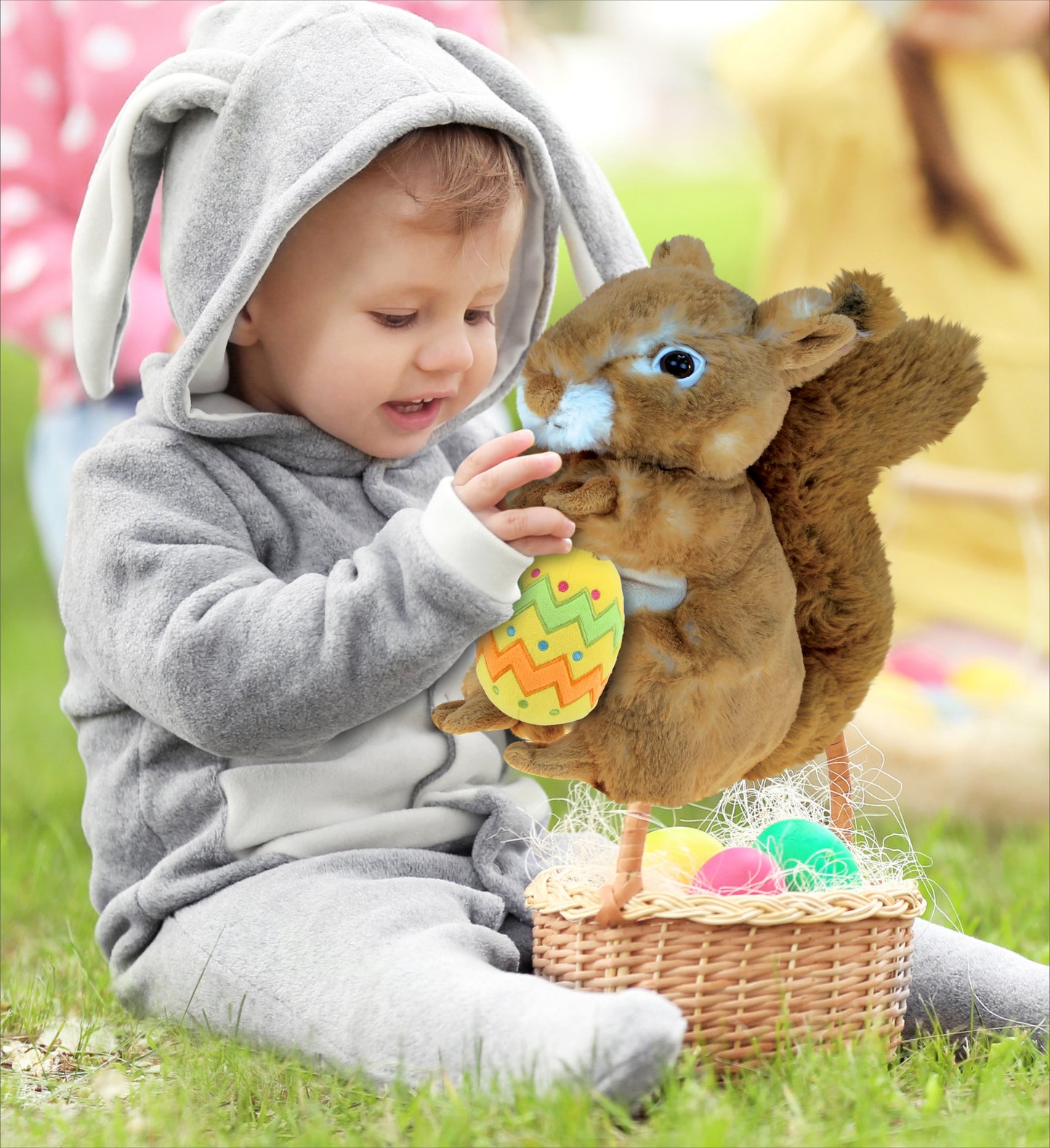 DolliBu Super Soft Brown Squirrel with Yellow Easter Egg Plush - 8.5 Inches