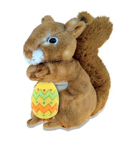 DolliBu Super Soft Brown Squirrel with Yellow Easter Egg Plush - 8.5 Inches