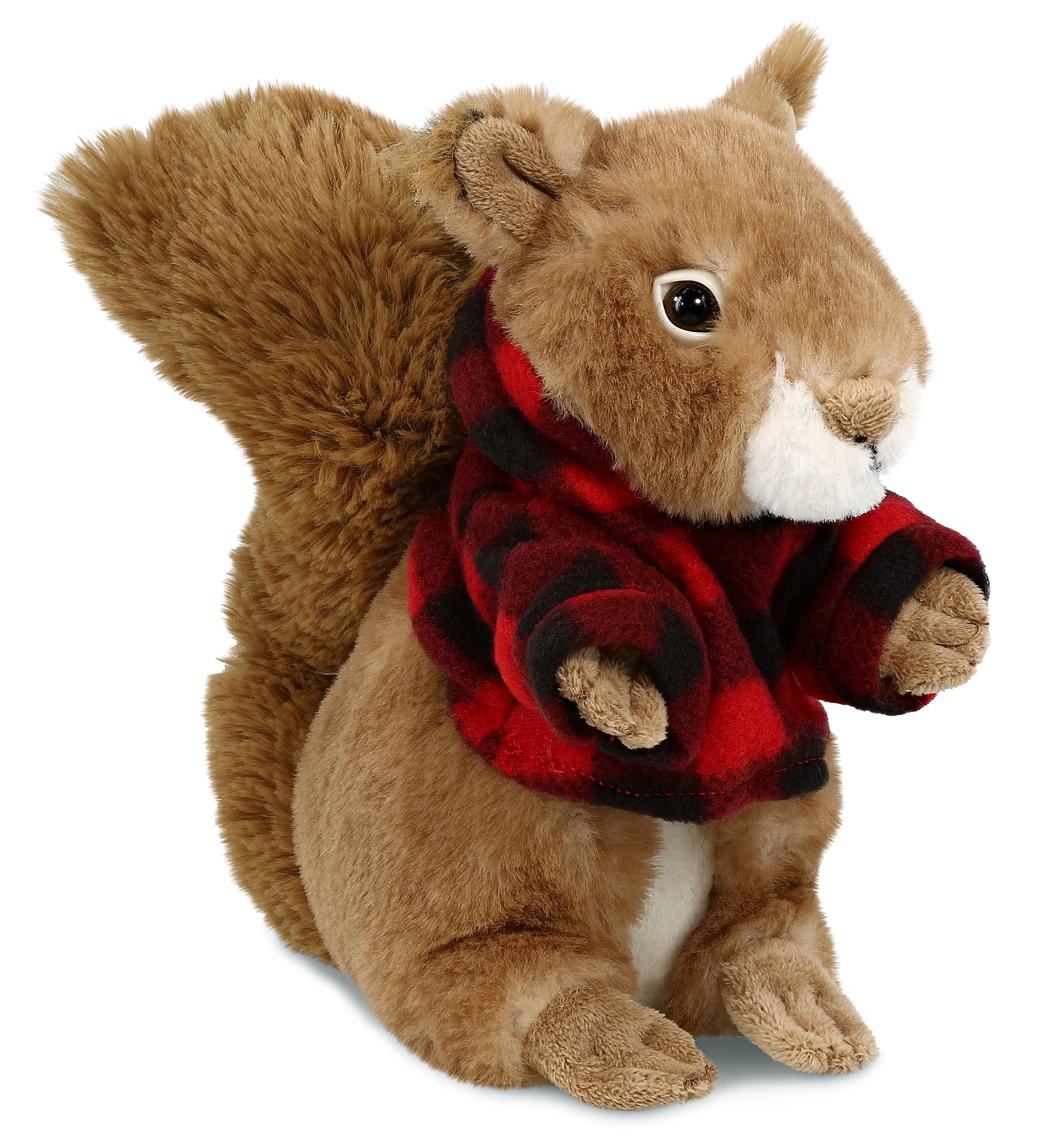 PLUSH RED PLAID HOODIE - SUPER SOFT PLUSH - SQUIRREL