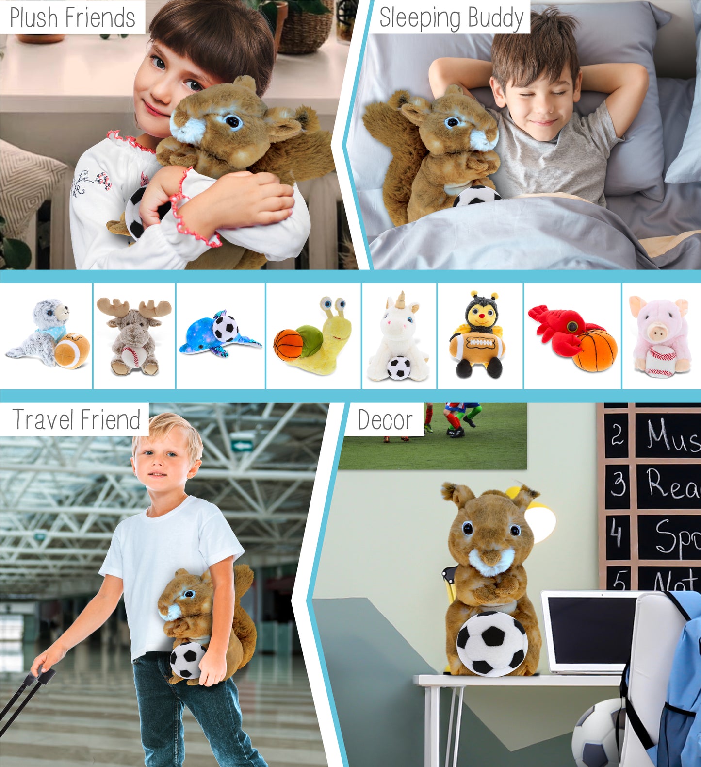 SUPER SOFT PLUSH - SQUIRREL WITH SOCCER PLUSH
