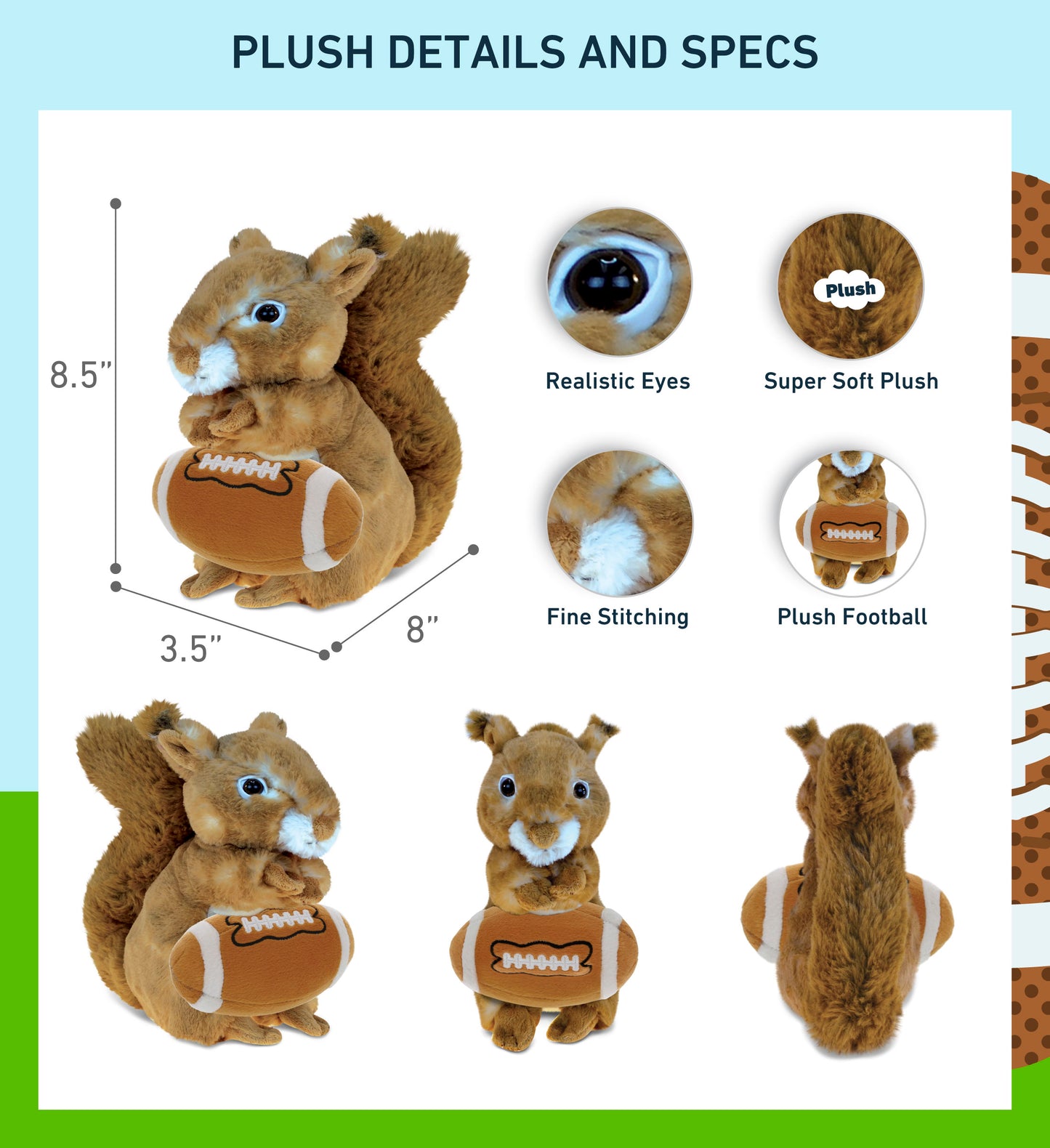 SUPER SOFT PLUSH - SQUIRREL WITH FOOTBALL PLUSH