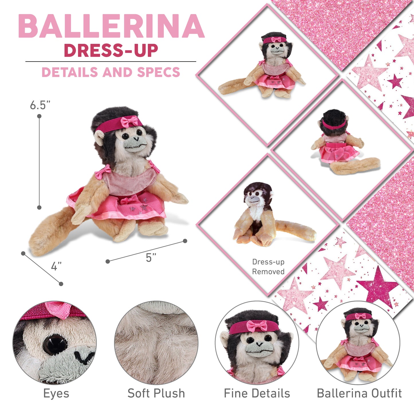 SUPER SOFT PLUSH - SQUIRREL MONKEY BALLERINA