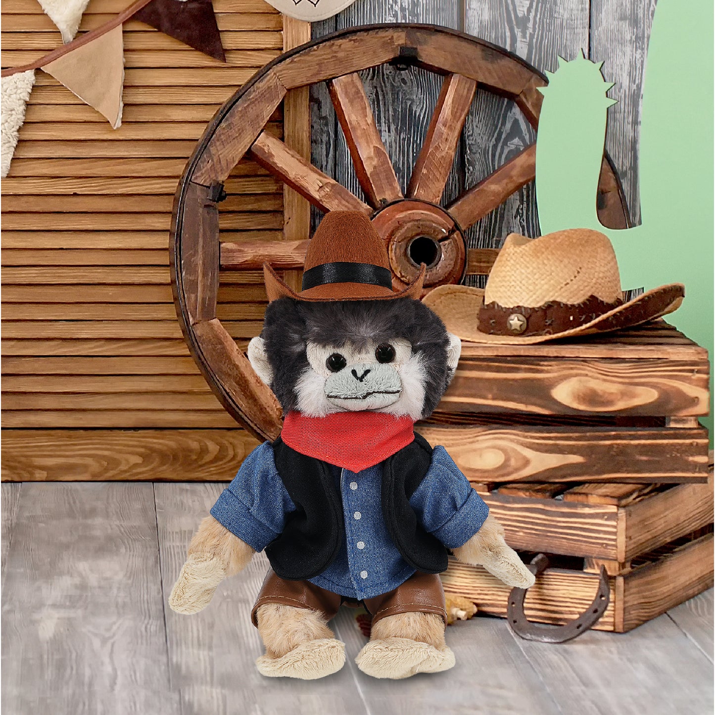 SUPER SOFT PLUSH - SQUIRREL MONKEY COWBOY DRESS UP