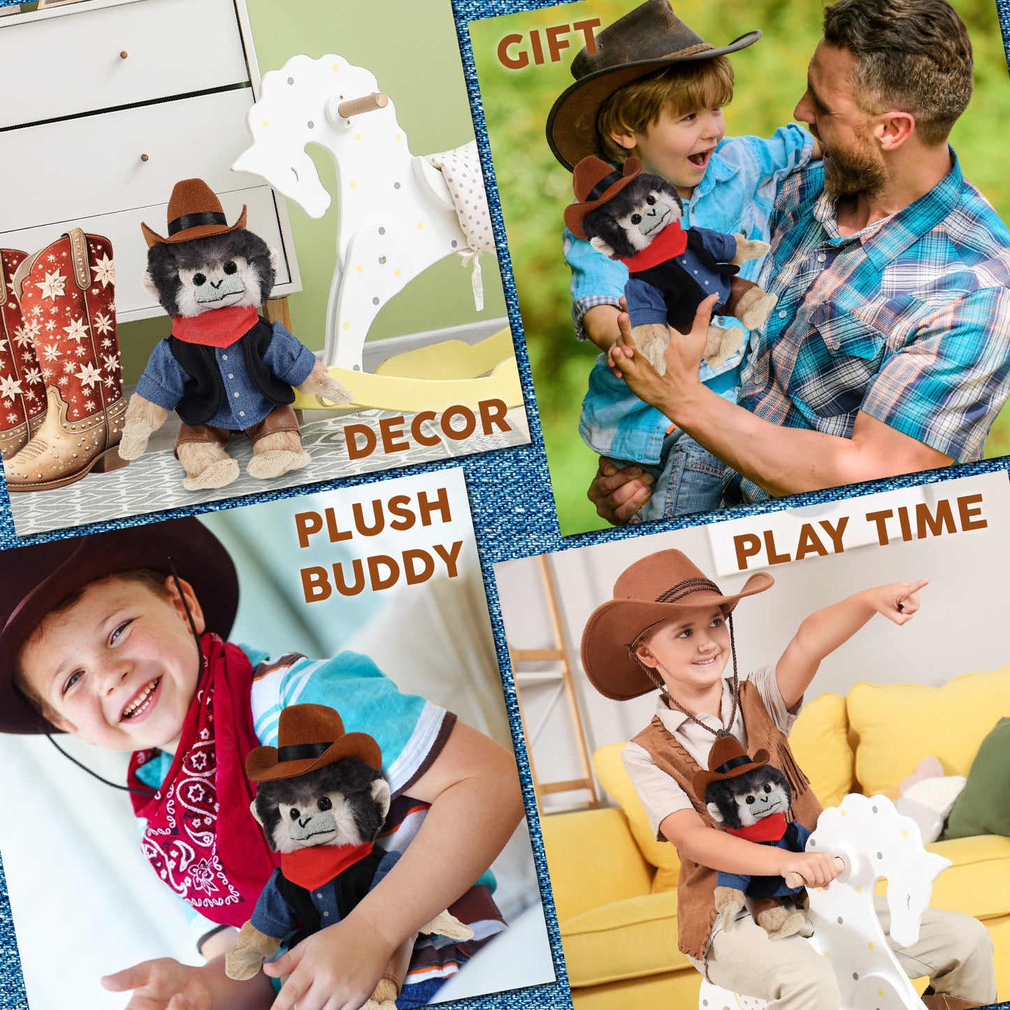 SUPER SOFT PLUSH - SQUIRREL MONKEY COWBOY DRESS UP