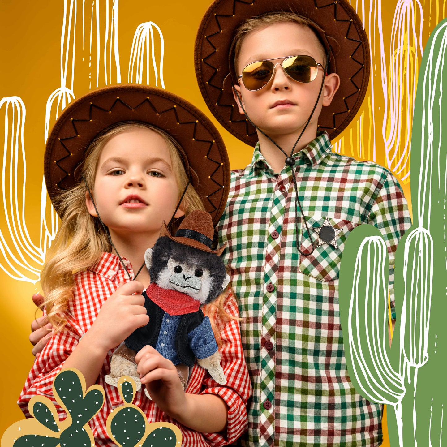 SUPER SOFT PLUSH - SQUIRREL MONKEY COWBOY DRESS UP