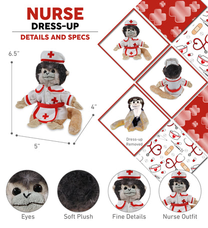 SUPER SOFT PLUSH - SQUIRREL MONKEY With NURSE Dress-Up