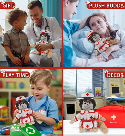 SUPER SOFT PLUSH - SQUIRREL MONKEY With NURSE Dress-Up