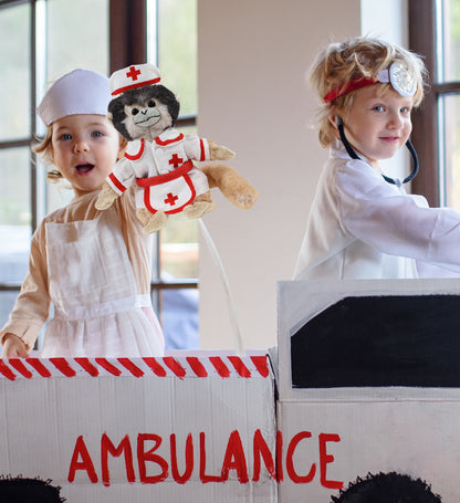 SUPER SOFT PLUSH - SQUIRREL MONKEY With NURSE Dress-Up