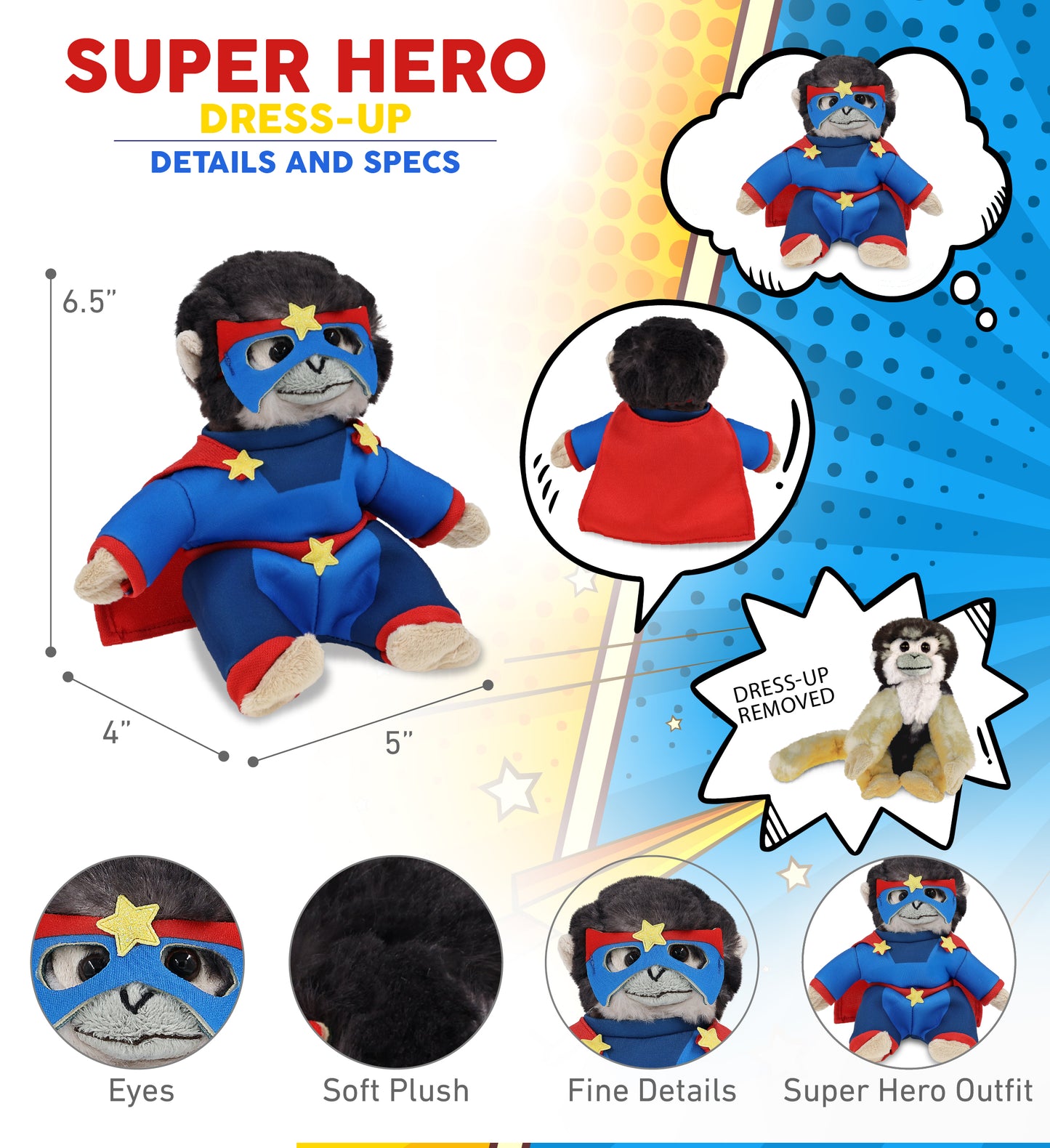 SUPER SOFT PLUSH - SQUIRREL MONKEY SUPER HERO