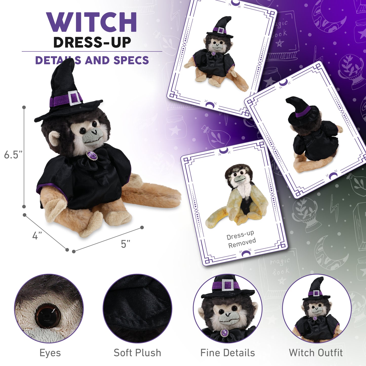 SUPER SOFT PLUSH - SQUIRREL MONKEY WITCH