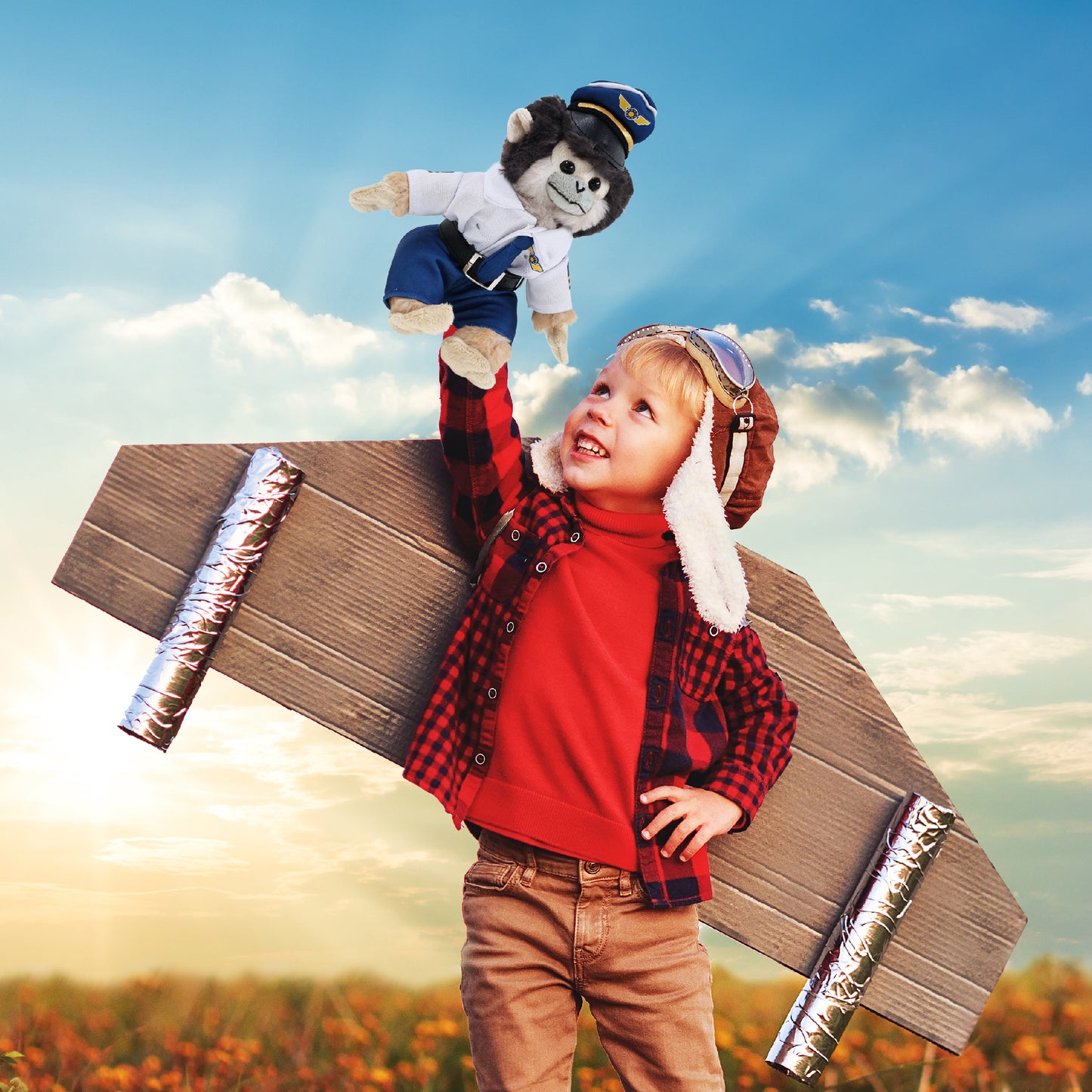 SUPER SOFT PLUSH - SQUIRREL MONKEY WITH PILOT DRESS UP