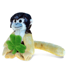 DolliBu Wild Squirrel Monkey Stuffed Toy with Green Plush Shamrock - 12.5 Inch