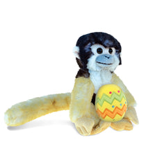 DolliBu Cute Wild Squirrel Monkey with Yellow Easter Egg Plush - 12.5 Inches