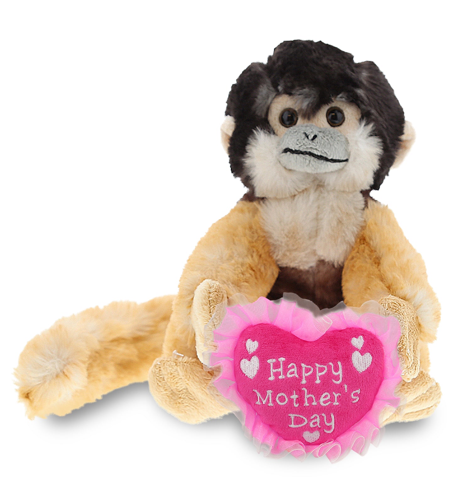 PLUSH MOTHERS DAY HEART - SUPER SOFT PLUSH - SQUIRREL MONKEY