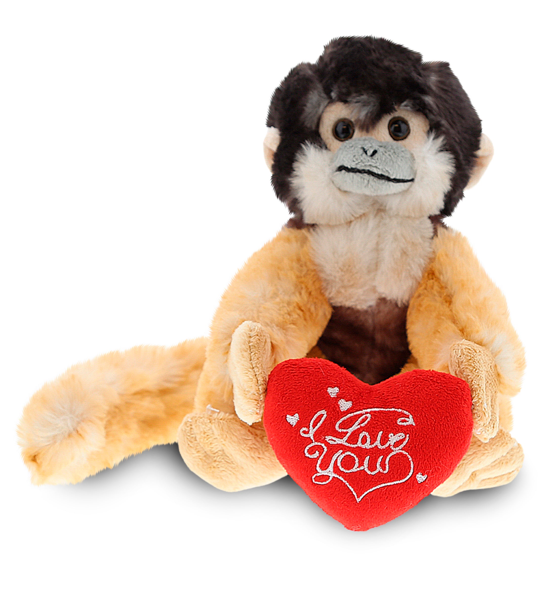 PLUSH I LOVE YOU RED HEART - SUPER SOFT PLUSH - SQUIRREL MONKEY