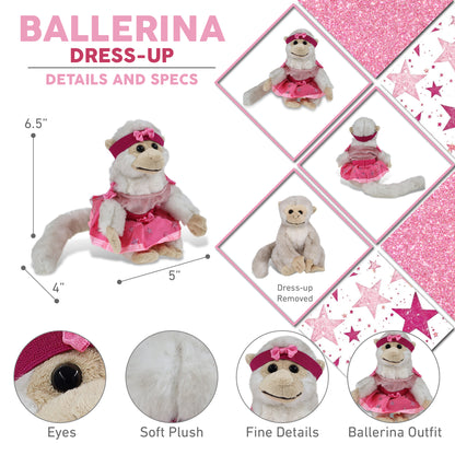 SUPER SOFT PLUSH - WHITE SQUIRREL MONKEY BALLERINA