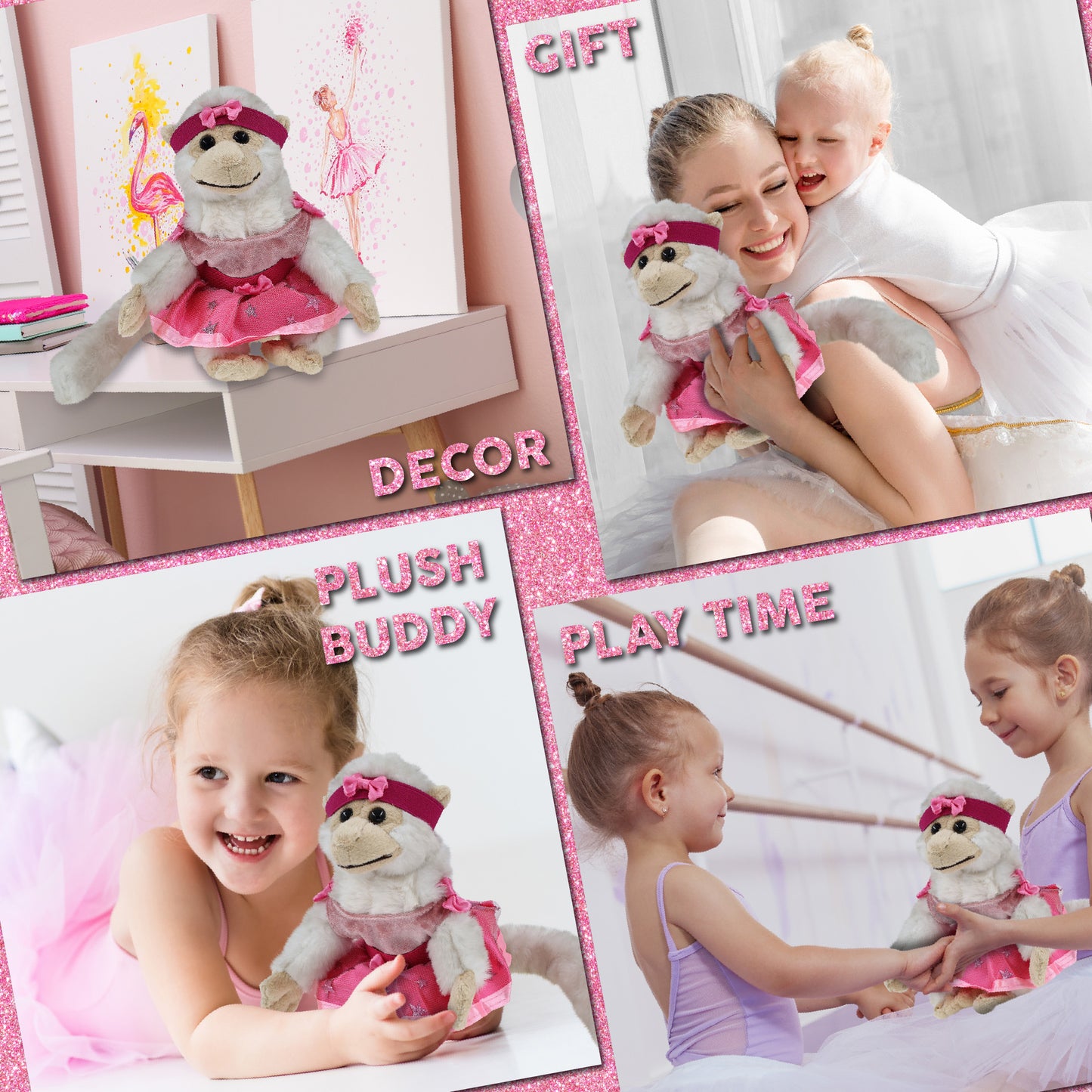 SUPER SOFT PLUSH - WHITE SQUIRREL MONKEY BALLERINA