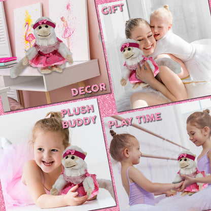 SUPER SOFT PLUSH - WHITE SQUIRREL MONKEY BALLERINA