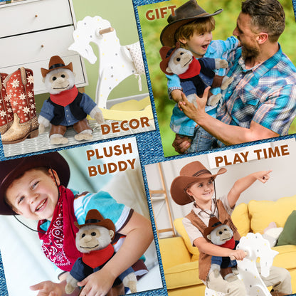 SUPER SOFT PLUSH - WHITE SQUIRREL MONKEY COWBOY DRESS UP