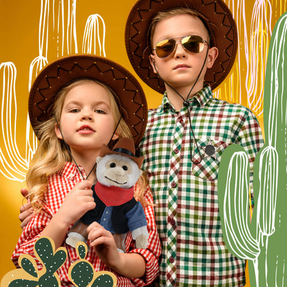 SUPER SOFT PLUSH - WHITE SQUIRREL MONKEY COWBOY DRESS UP