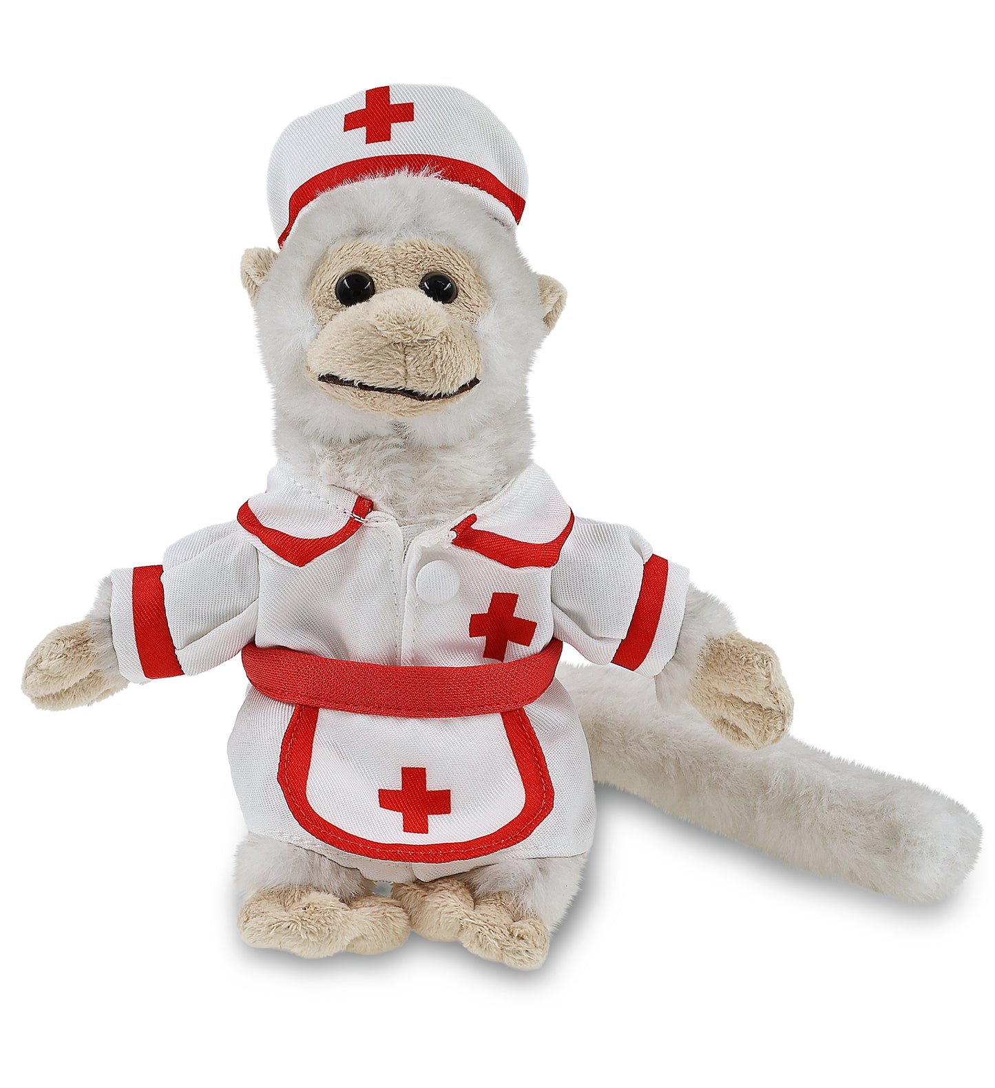 SUPER SOFT PLUSH - WHITE SQUIRREL MONKEY With NURSE Dress-Up