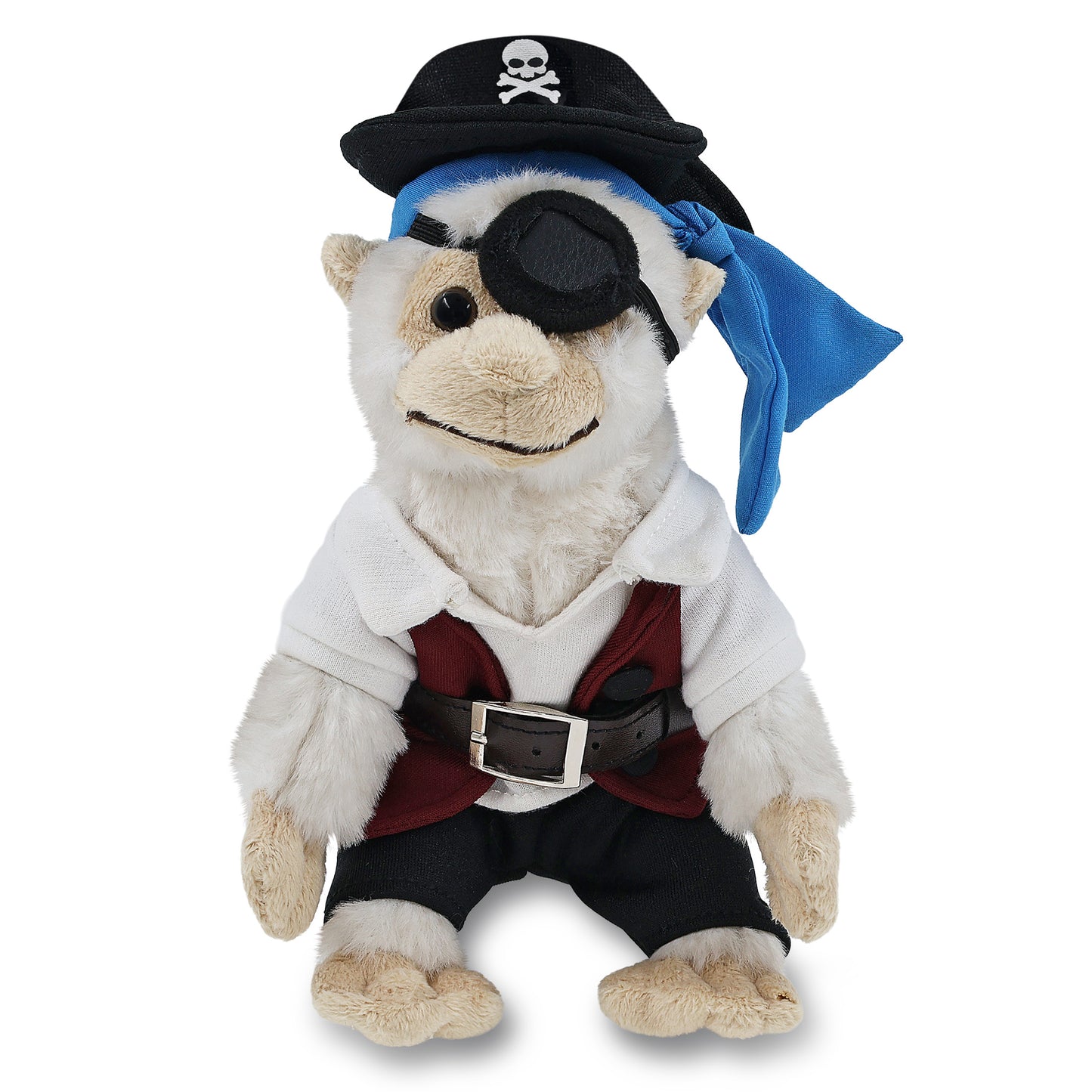 SUPER SOFT PLUSH - WHITE SQUIRREL MONKEY PIRATE DRESS UP