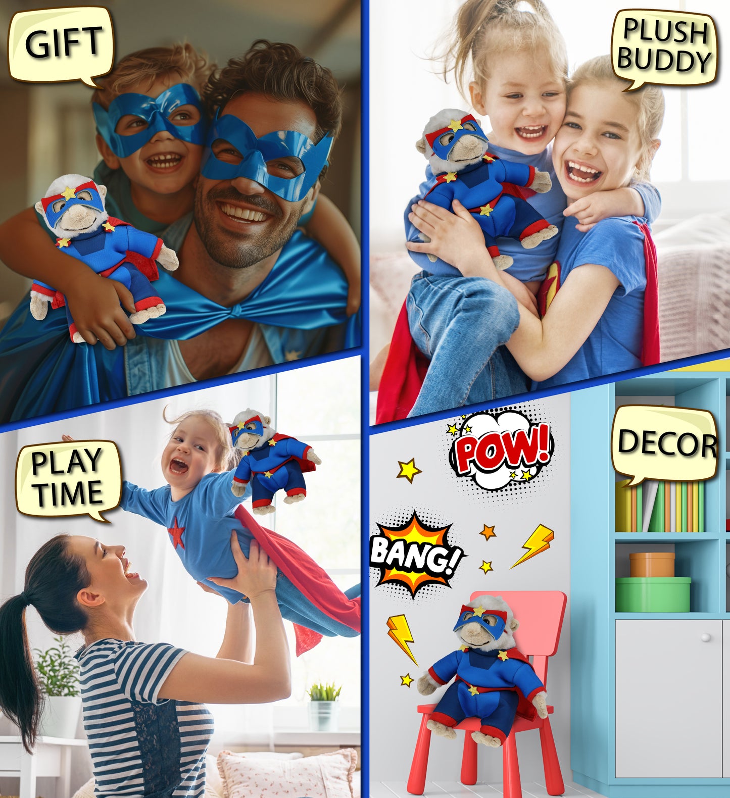 SUPER SOFT PLUSH - WHITE SQUIRREL MONKEY SUPER HERO