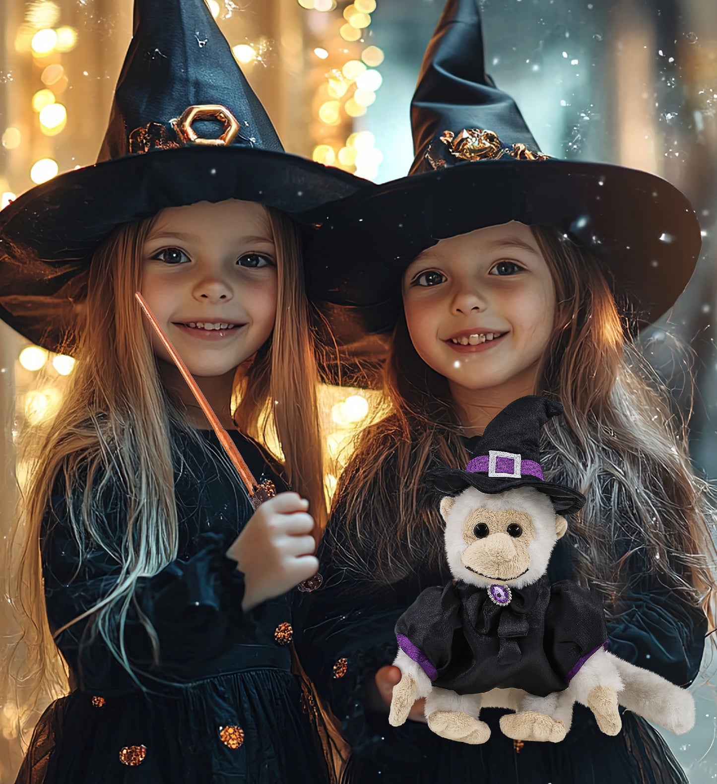 SUPER SOFT PLUSH - WHITE SQUIRREL MONKEY WITCH