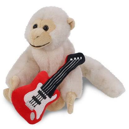 SUPER SOFT PLUSH - WHITE SQUIRREL MONKEY WITH GUITAR ADD ON