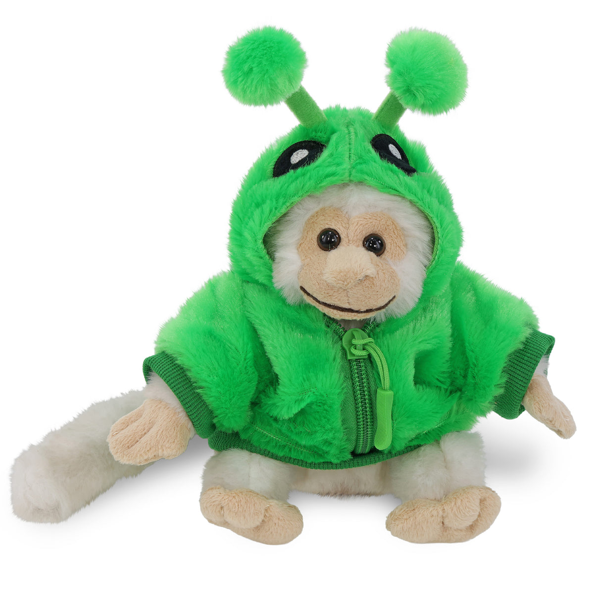SUPER SOFT PLUSH - WHITE SQUIRREL MONKEY WITH ALIEN SWEATER