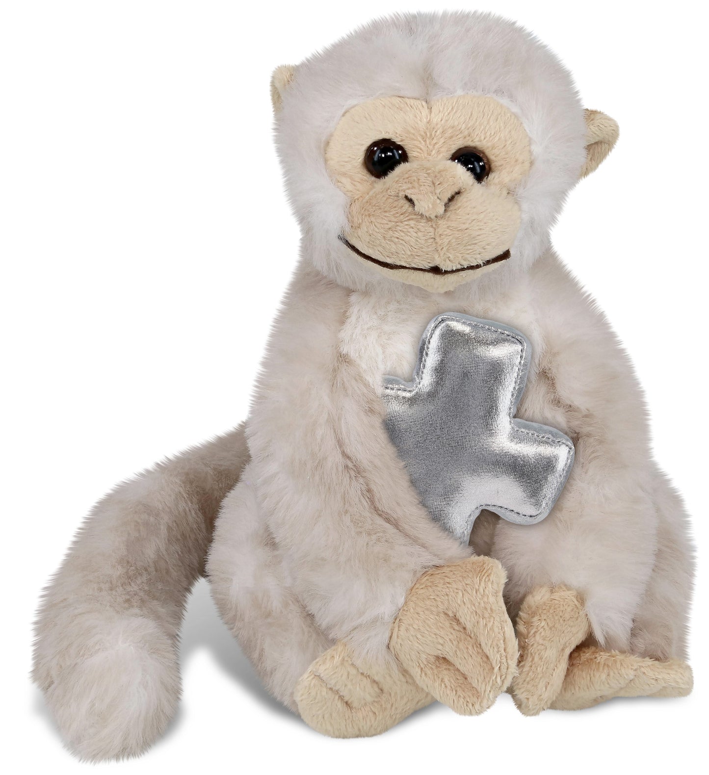 PLUSH CROSS - SUPER SOFT PLUSH - WHITE SQUIRREL MONKEY