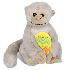 DolliBu Cute White Squirrel Monkey with Yellow Easter Egg Plush - 12.5 Inches