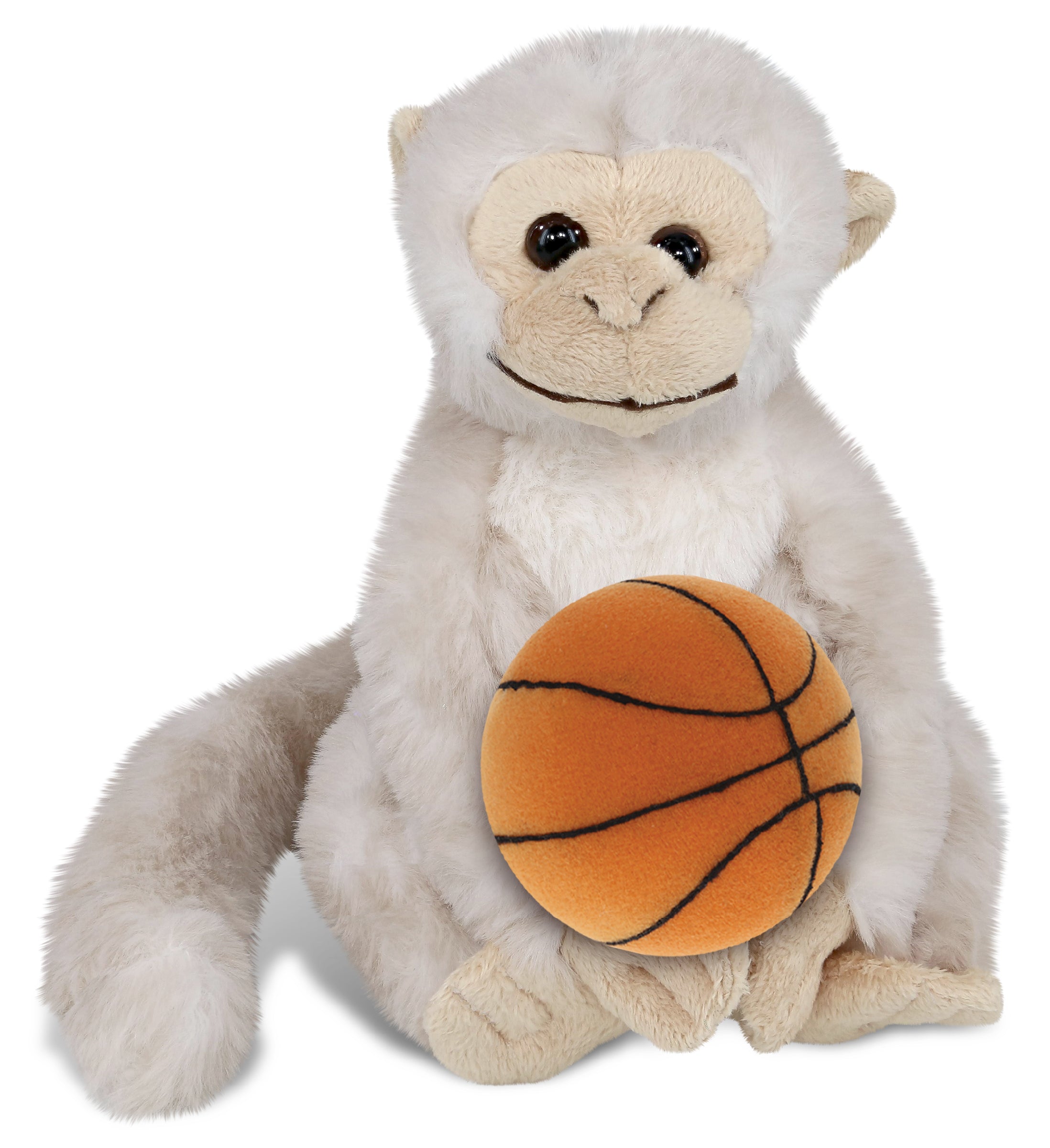 PLUSH BASKETBALL - SUPER SOFT PLUSH - WHITE SQUIRREL MONKEY