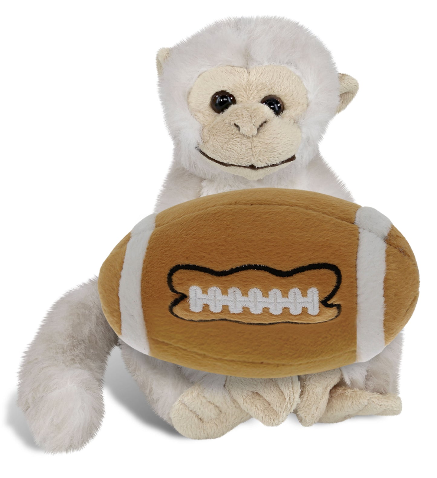 SUPER SOFT PLUSH - WHITE SQUIRREL MONKEY WITH FOOTBALL PLUSH