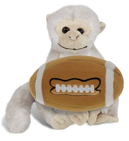 SUPER SOFT PLUSH - WHITE SQUIRREL MONKEY WITH FOOTBALL PLUSH