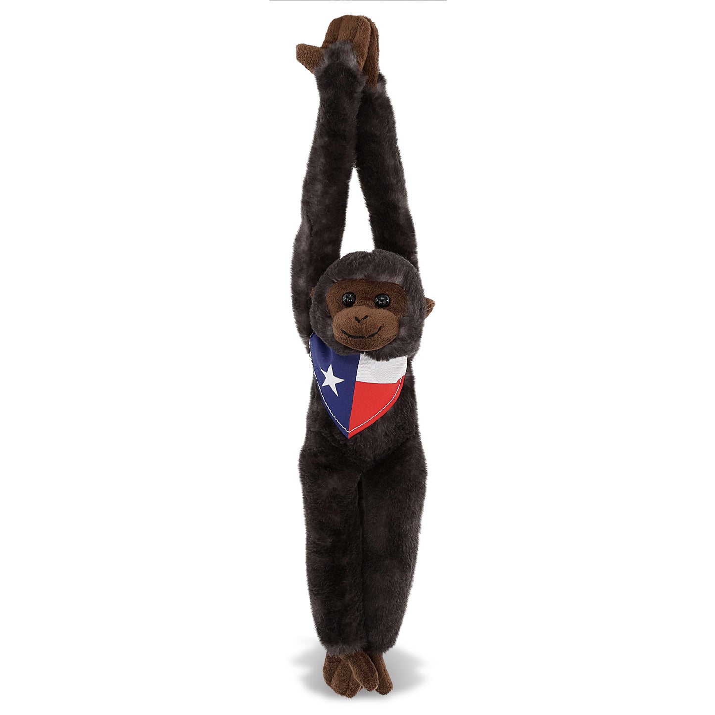 SUPER SOFT PLUSH - LONG ARM HANGING BLACK CAPUCHIN MONKEY WITH TEXAS FLAG BANDANA